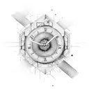 broken clock, mechanics, electronics tattoo design idea