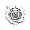 reaper looking at broken clock tattoo design idea