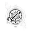 reaper looking at broken clock tattoo design idea