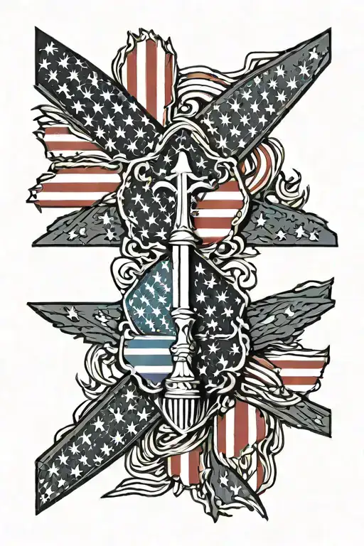 patriotic American flag tattoo design idea