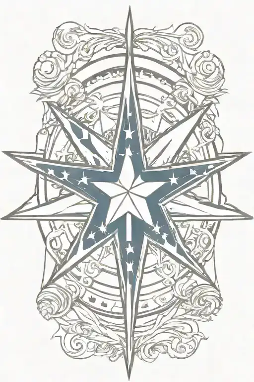Navy nautical star with American flag tattoo design idea