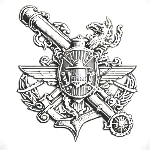 department of the Navy with crossed cannons tattoo design idea