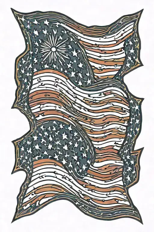 patriotic American flag tattoo design idea