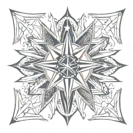 An intricate new-school design featuring a nautical star surrounded by patriotic elements tattoo design idea
