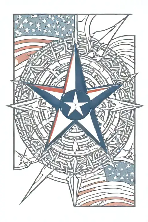 Navy nautical star with American flag tattoo design idea