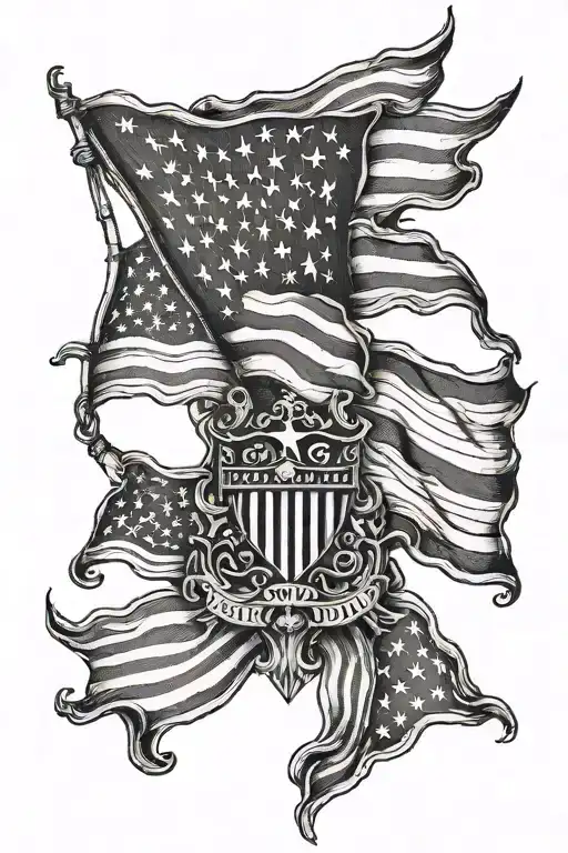 patriotic American flag tattoo design idea