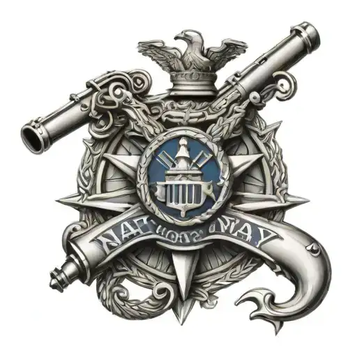 department of the Navy with crossed cannons tattoo design idea