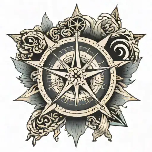 nautical star compass tattoo design idea