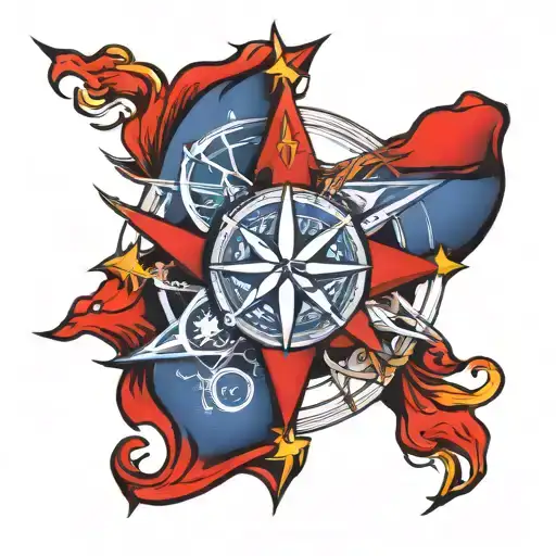nautical star compass design tattoo design idea