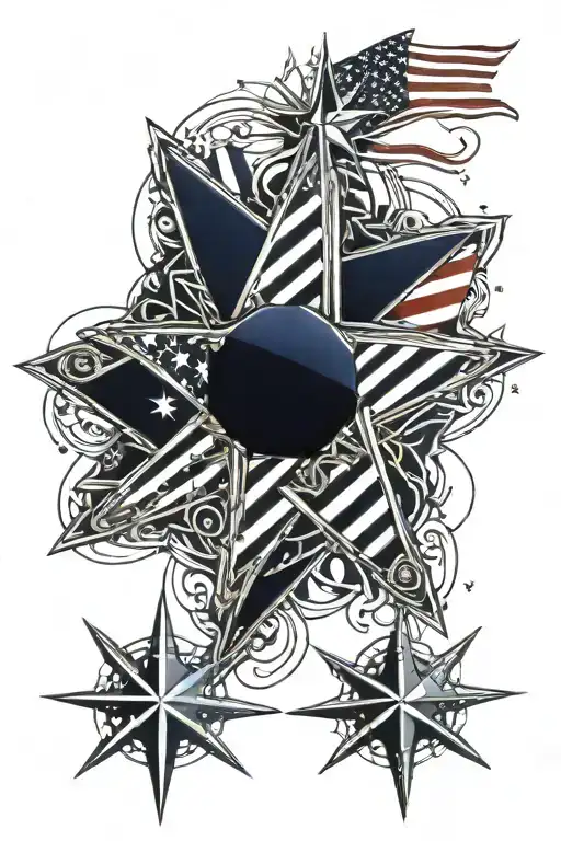 Navy nautical star with American flag tattoo design idea