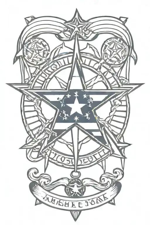 Navy nautical star with American flag tattoo design idea