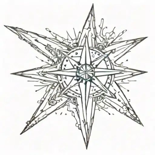 nautical star with color tattoo design idea