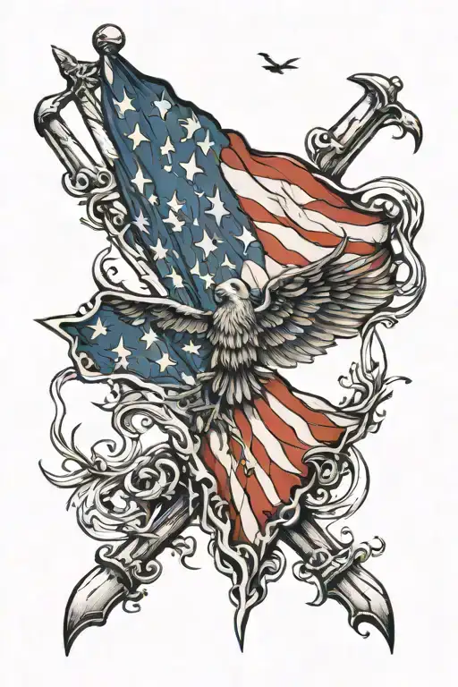 patriotic American flag tattoo design idea