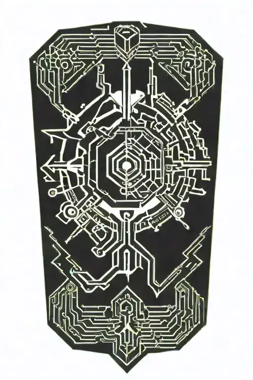 military cyber tattoo design idea