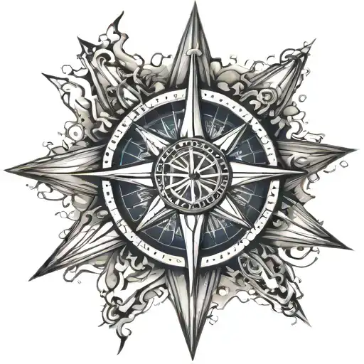 nautical star compass tattoo design idea