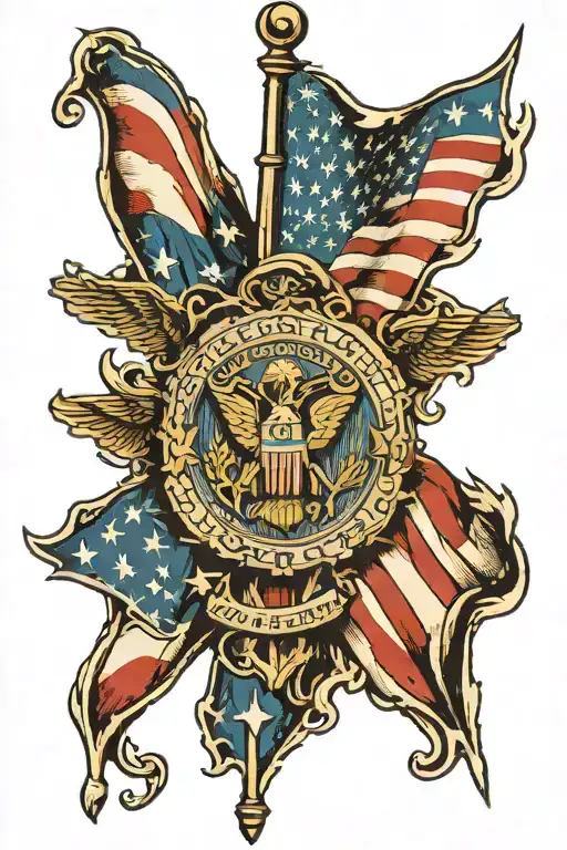 patriotic American flag tattoo design idea