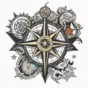 nautical star compass tattoo design idea