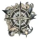 nautical star compass tattoo design idea