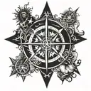 nautical star compass tattoo design idea