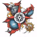 nautical star compass design tattoo design idea