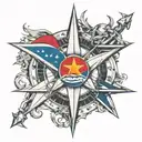 nautical star compass design American flag tattoo design idea