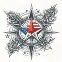 nautical star compass design American flag tattoo design idea