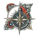 nautical star compass tattoo design idea
