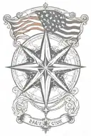 Navy nautical star with American flag tattoo design idea