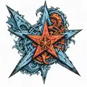 blue nautical star tattoo design idea