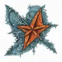 blue nautical star tattoo design idea
