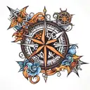 nautical star compass tattoo design idea