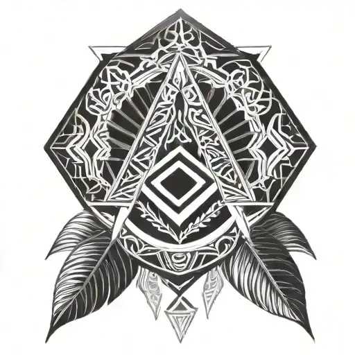 freemason maori hexagon pattern cyborg tattoo design idea