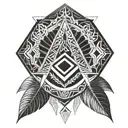 freemason maori hexagon pattern cyborg tattoo design idea