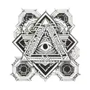 freemason maori hexagon pattern cyborg tattoo design idea