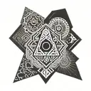freemason maori hexagon pattern cyborg tattoo design idea