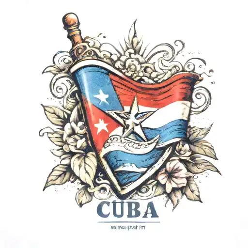 Incorporate symbols of freedom and patriotism in Cuba, such as the Cuban flag and the phrase 'patria y vida', in a unique and artistic way tattoo design idea