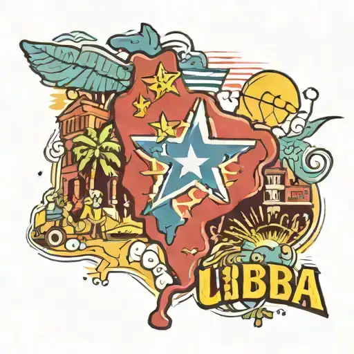 A stylized map of Cuba with the phrase 'Libertad y Vida' integrated into the design tattoo design idea