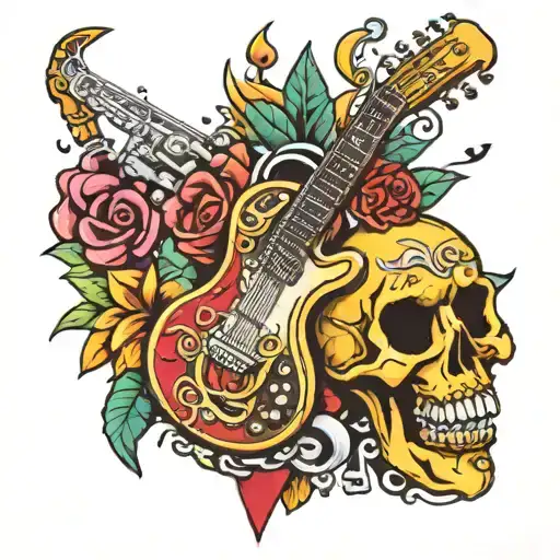 Combine traditional Cuban symbols with musical elements like instruments and notes in a vibrant and colorful tattoo tattoo design idea