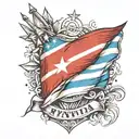 Incorporate symbols of freedom and patriotism in Cuba, such as the Cuban flag and the phrase 'patria y vida', in a unique and artistic way tattoo design idea