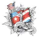 Incorporate symbols of freedom and patriotism in Cuba, such as the Cuban flag and the phrase 'patria y vida', in a unique and artistic way tattoo design idea