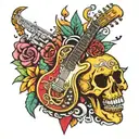 Combine traditional Cuban symbols with musical elements like instruments and notes in a vibrant and colorful tattoo tattoo design idea
