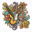 Combine traditional Cuban symbols with musical elements like instruments and notes in a vibrant and colorful tattoo tattoo design idea