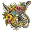 Combine traditional Cuban symbols with musical elements like instruments and notes in a vibrant and colorful tattoo tattoo design idea