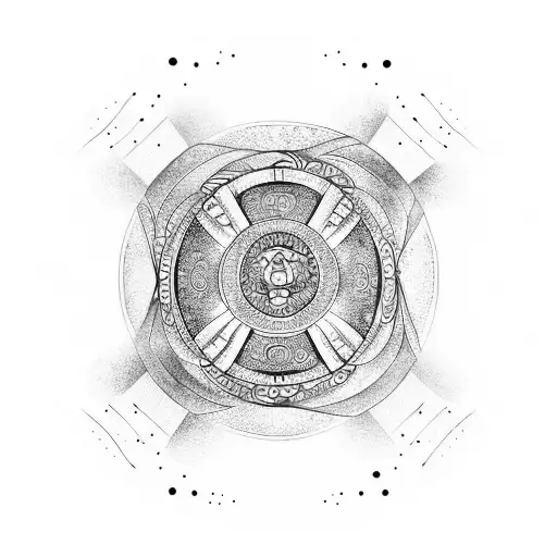 Yin and Yang mix with ikigai tattoo design idea