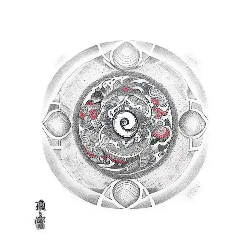 Yin and Yang mix with ikigai tattoo design idea