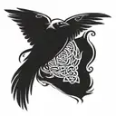 Celtic tree raven wings between shoulder blades shoulder left to right tattoo design idea