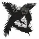 Celtic tree raven wings between shoulder blades shoulder left to right tattoo design idea