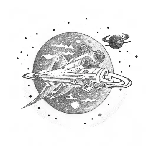 astronaut sitting on a planet  tattoo design idea