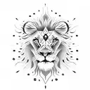 lion sun and cross tattoo design idea