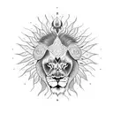 lion sun and cross tattoo design idea